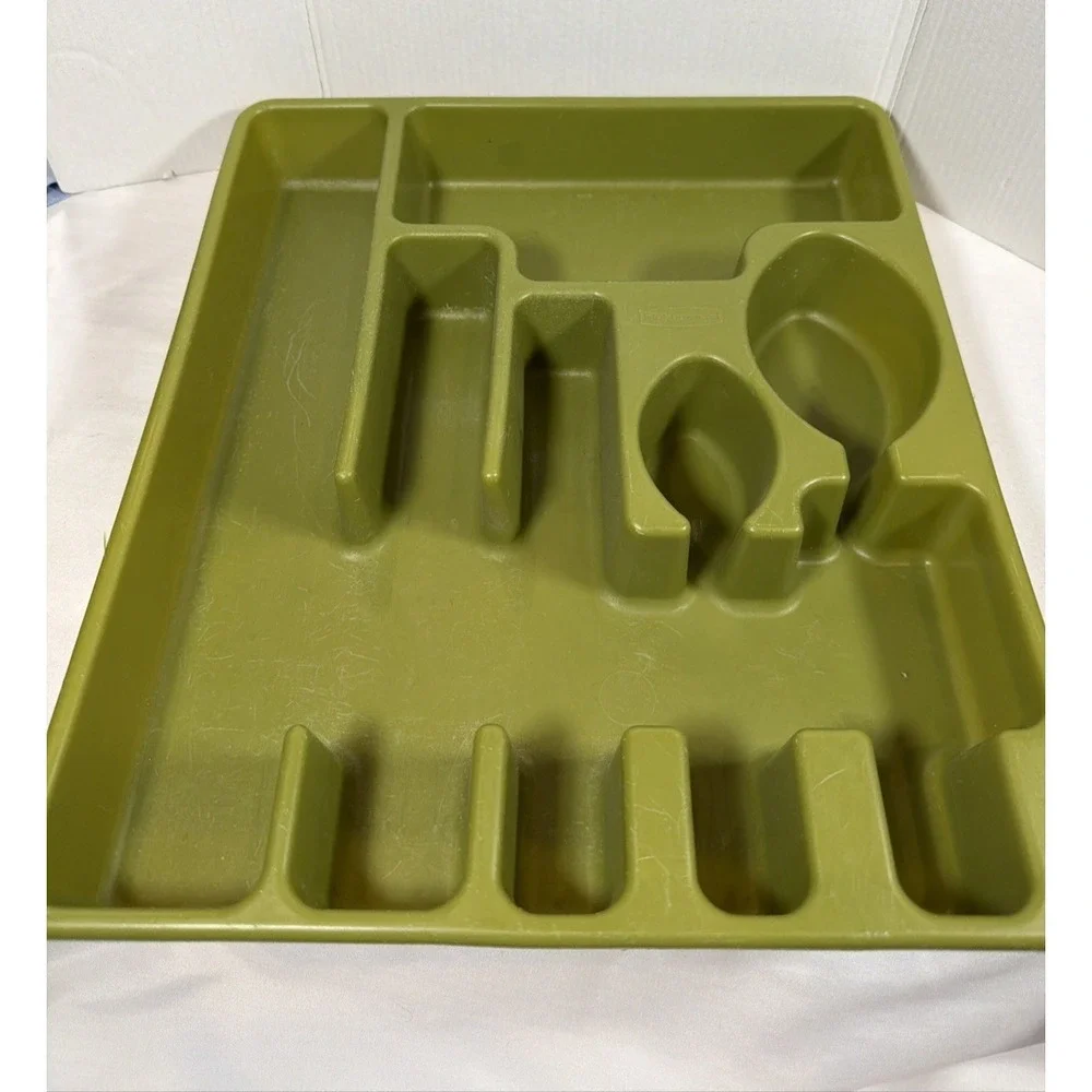 Rubbermaid Flatware Tray Holder Avocado Green Silverware 2922 Vintage MCM